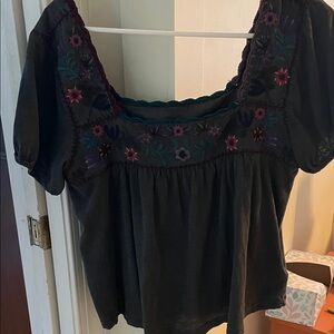 Embroidered Gray Top